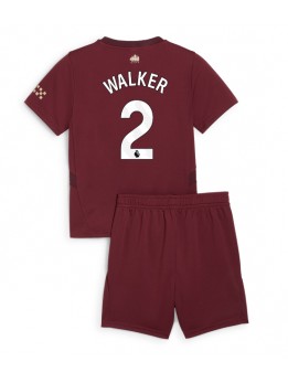 Manchester City Kyle Walker #2 Ausweichtrikot für Kinder 2024-25 Kurzarm (+ Kurze Hosen)